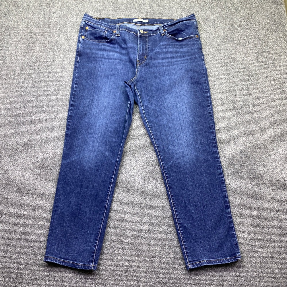 Levis Boyfriend Jeans Womens 32 Dark Wash Blue Stretch Denim